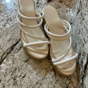 White and cream platform wedges
